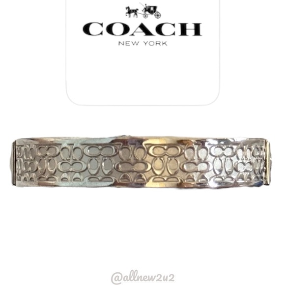 • New • Coach Silver Bangle Bracelet in Signature CC design Wth Dustbag Classic - Picture 1 of 12